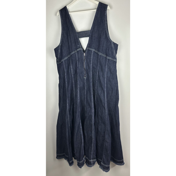 Anthropologie x Pilcro Seamed V-Neck Denim Dress Women's Anthro Plus Size 26W 26 - Picture 11 of 16
